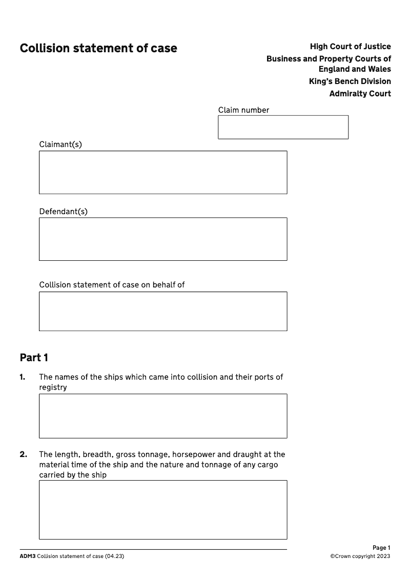 ADM3 Collision statement of case preview