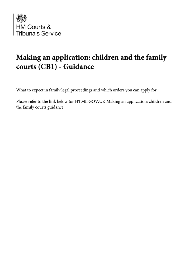 CB1 Guidance notes on making an application Children and the family courts preview