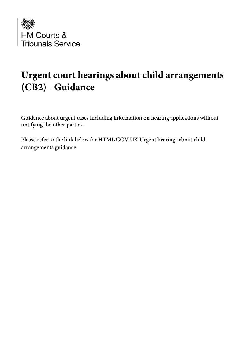 CB2 Guidance notes Urgent hearings and those without notice in relation to child arrangements preview