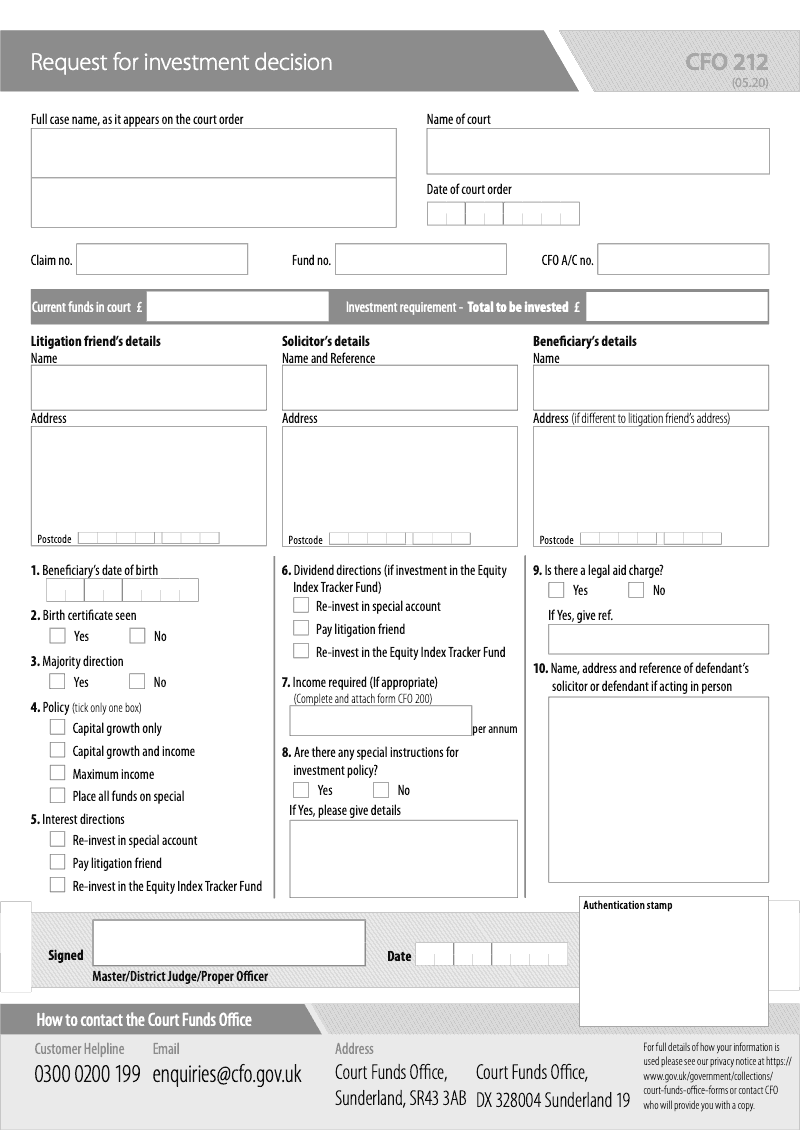 CFO 212 Request for investment decision preview