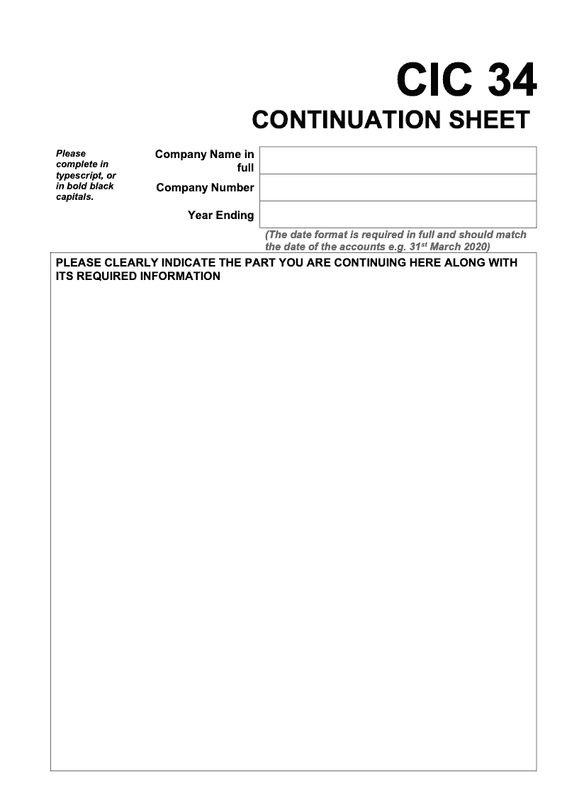 CIC34 Continuation sheet CIC34 Community Interest Company Report preview