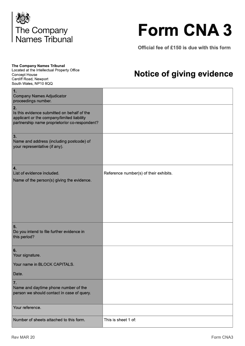 CNA3 Notice of giving evidence preview