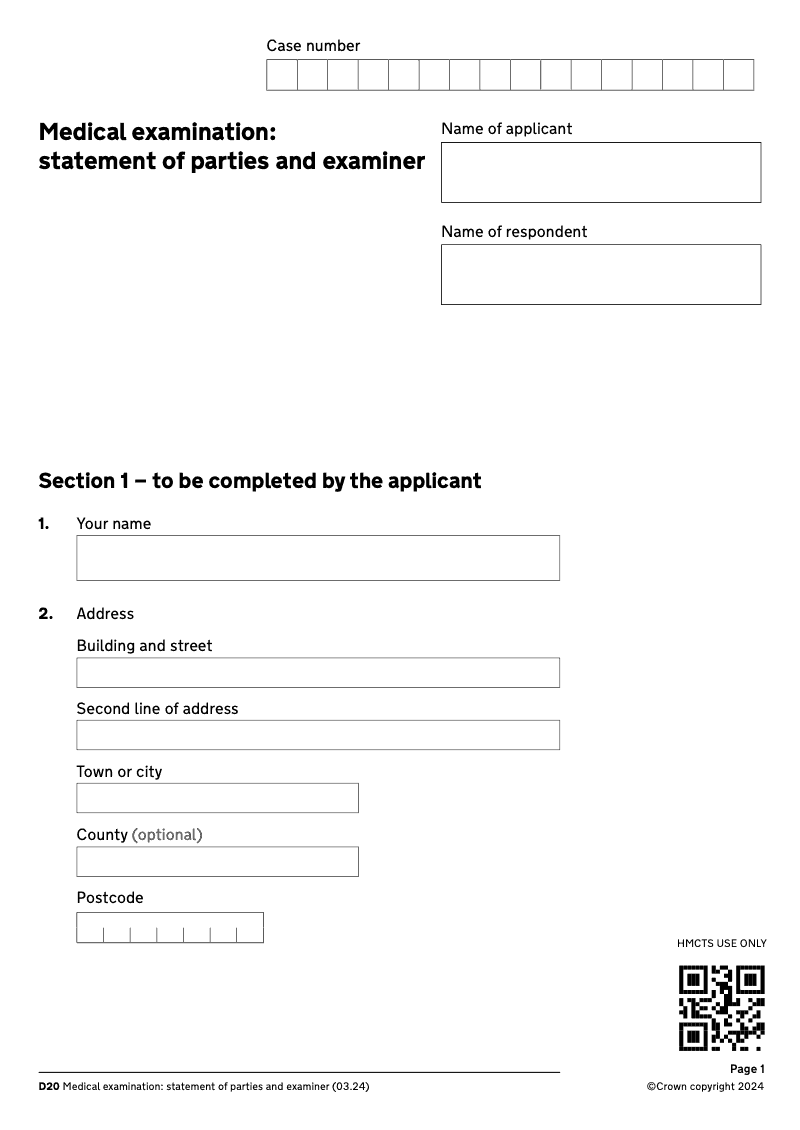 D20 Medical examination statement of parties and examiner DIV8 electronic signature available preview