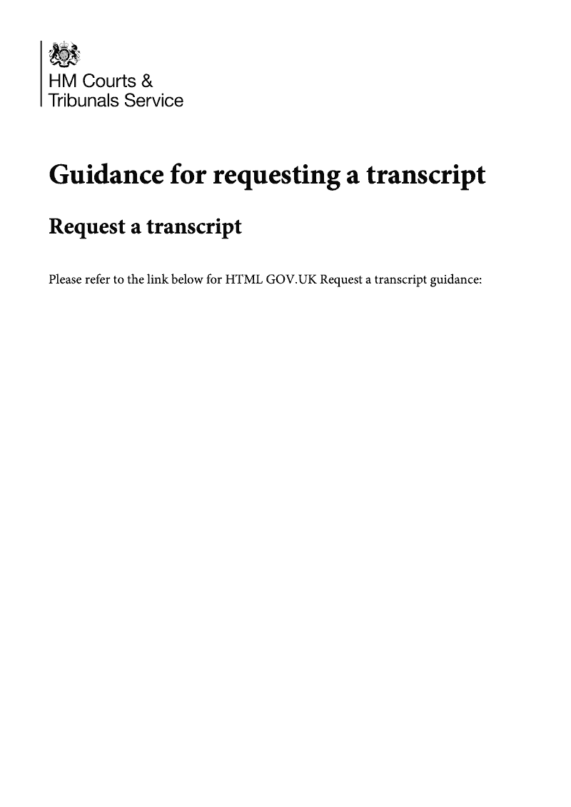 EX107GN Guidance Notes Request for transcription of Court or Tribunal proceedings preview