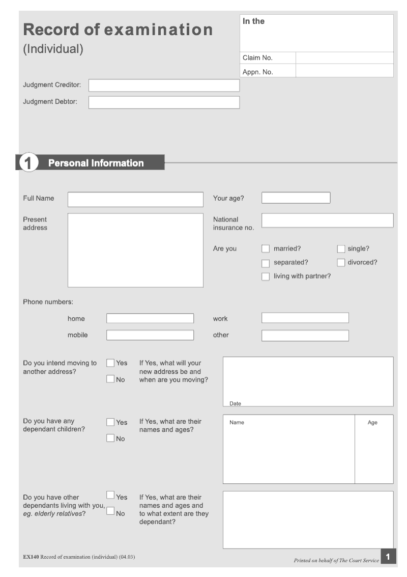 EX140 Record of Examination Individual preview