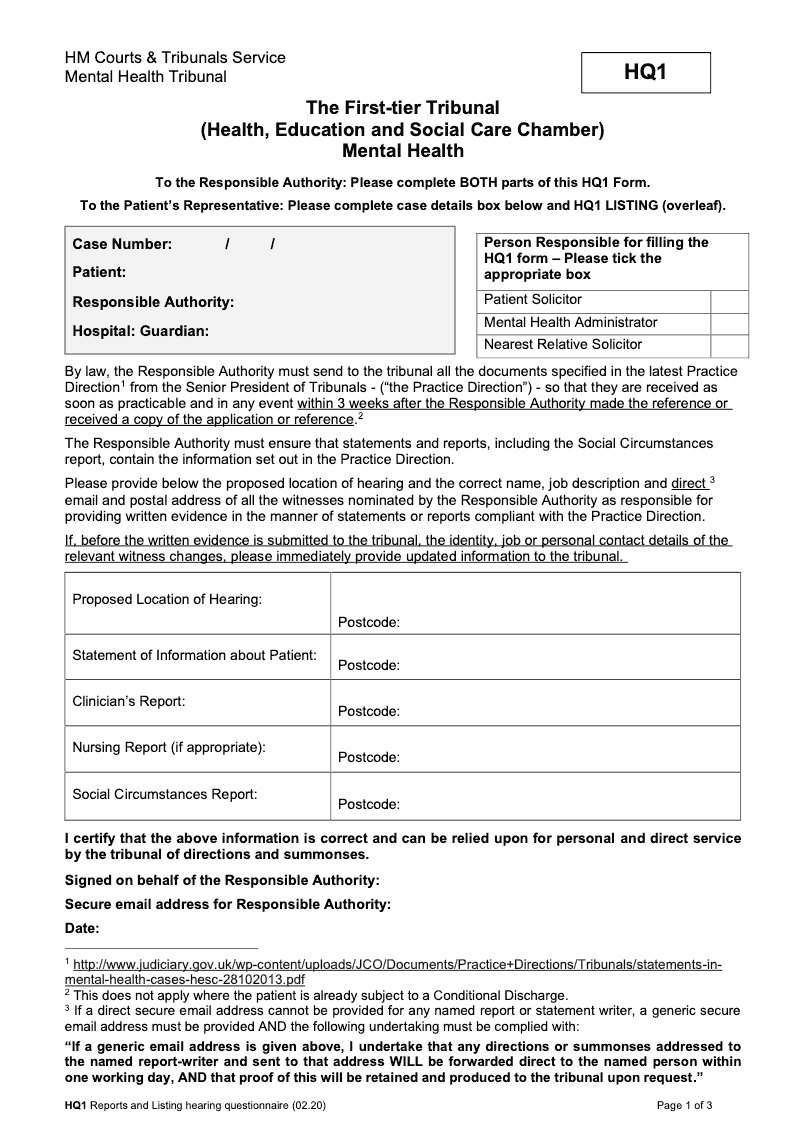 HQ1 The First tier Tribunal Health Education and Social Care Chamber MH preview