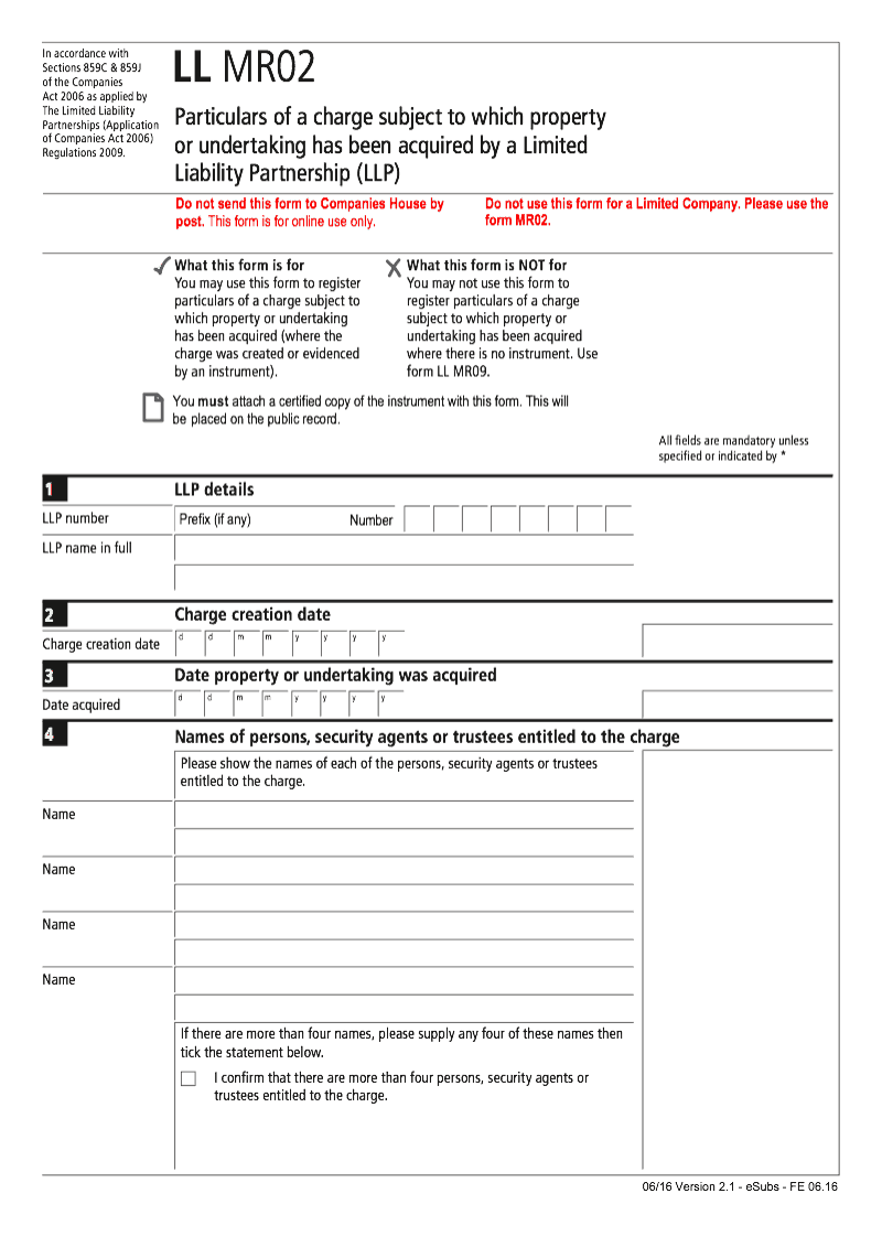 LLMR02 Particulars of a charge preview