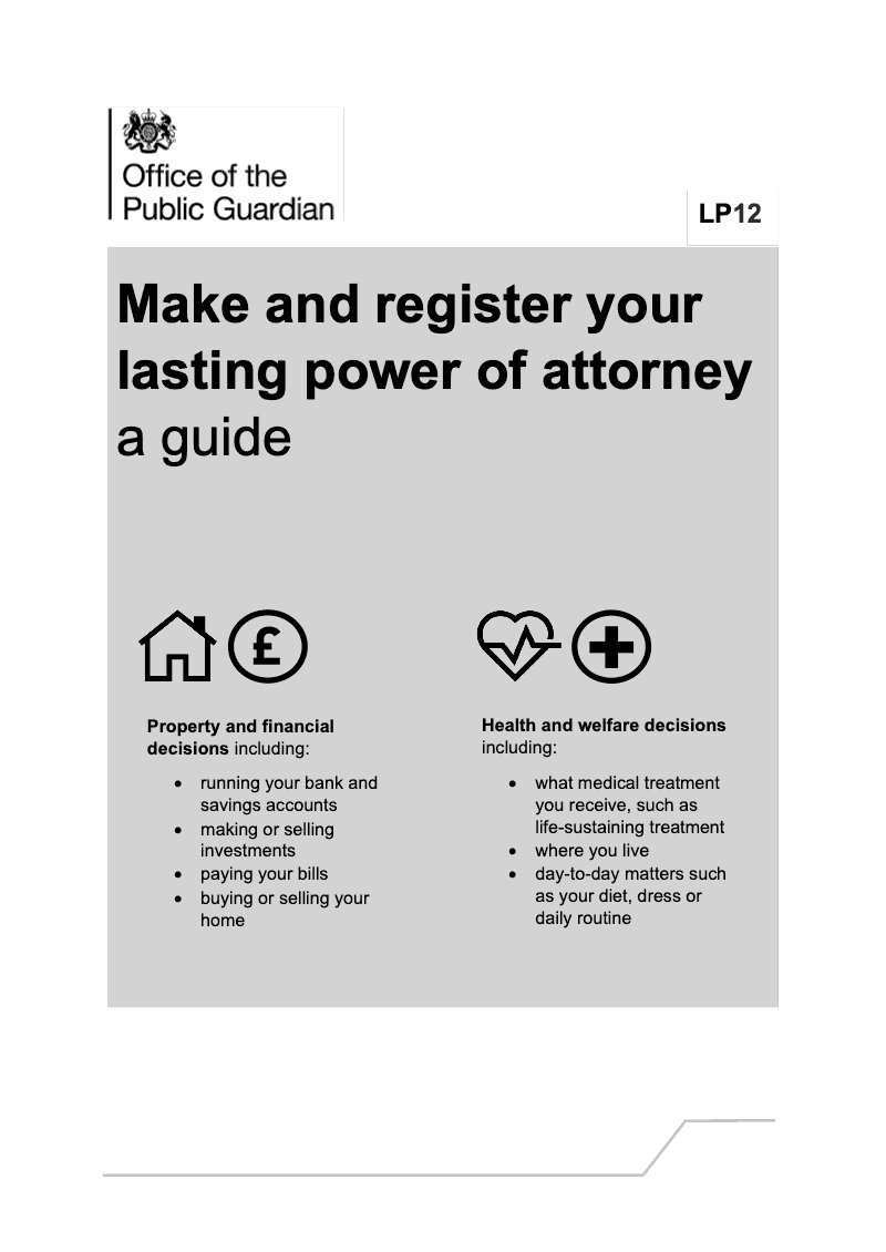 LP12 Make and register your lasting power of attorney a guide preview