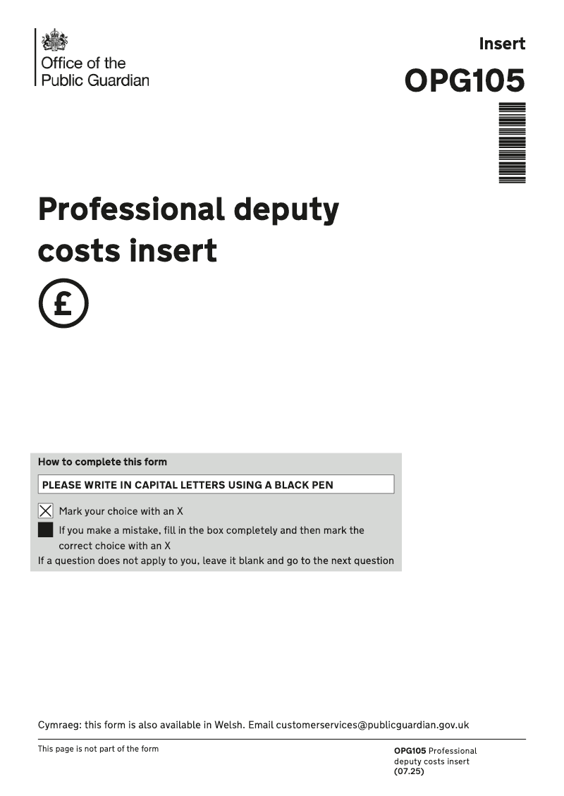 OPG105 Professional fees insert preview