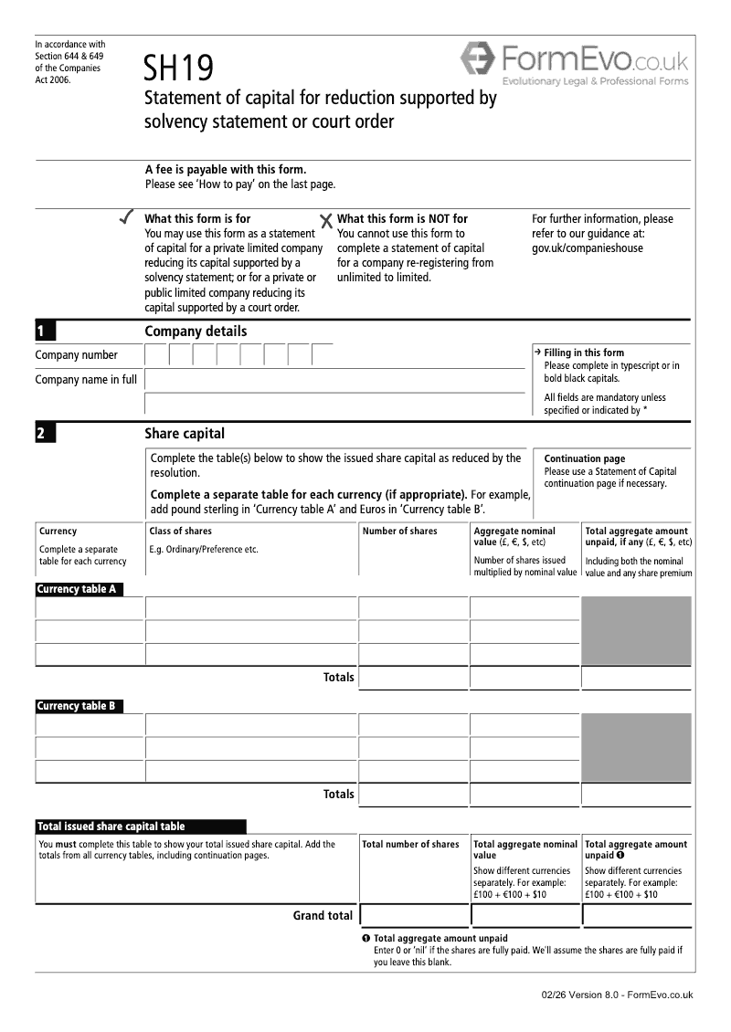 SH19 Section 644 Statement of capital Section 644 649 preview